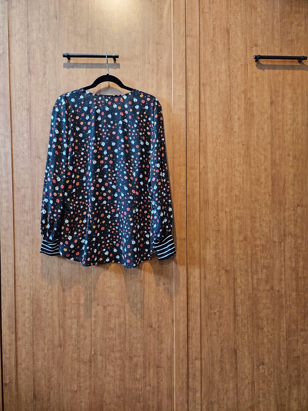 CAbi Black Button-Front Blouse with White, Coral & Yellow Floral Print - Picture 3 of 3
